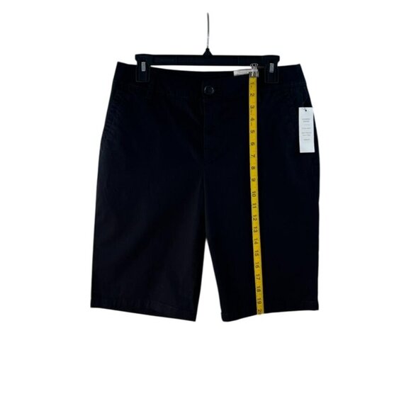Liz Claiborne Classic Chino Bermuda Shorts Black Easy Fit Waist Hip & Thigh Size - Picture 7 of 8